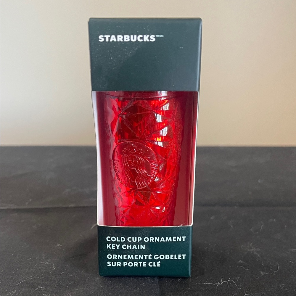 🌟2023 Starbucks Keychain Cold Cup Ornament RED Bling Tumbler 🌟